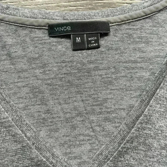 Vince Lightweight Gray White Colorblock Semi Sheer Long Sleeve Sweater Size M - Picture 3 of 5